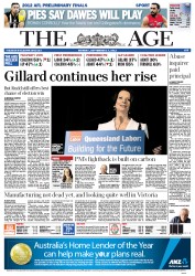The Age (Australia) Newspaper Front Page for 17 September 2012