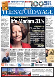 The Age (Australia) Newspaper Front Page for 18 June 2011
