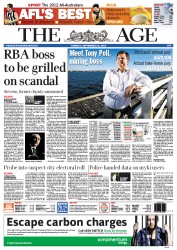 The Age (Australia) Newspaper Front Page for 18 September 2012