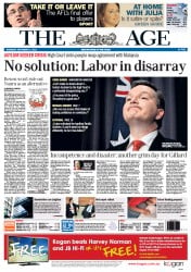 The Age (Australia) Newspaper Front Page for 1 September 2011