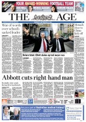 The Age (Australia) Newspaper Front Page for 20 September 2012