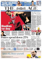 The Age (Australia) Newspaper Front Page for 21 September 2012