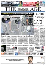 The Age (Australia) Newspaper Front Page for 27 September 2012