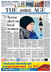 The Age (Australia) Newspaper Front Page for 31 August 2011