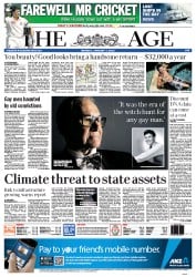The Age (Australia) Newspaper Front Page for 7 January 2013