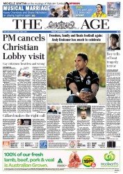 The Age (Australia) Newspaper Front Page for 7 September 2012