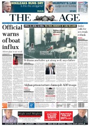 The Age (Australia) Newspaper Front Page for 8 September 2011