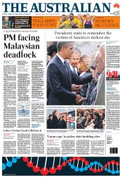 The Australian (Australia) Newspaper Front Page for 12 September 2011
