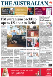 The Australian (Australia) Newspaper Front Page for 16 November 2011