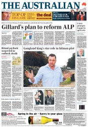 The Australian (Australia) Newspaper Front Page for 16 September 2011