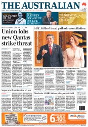 The Australian (Australia) Newspaper Front Page for 21 November 2011