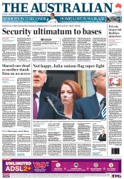 The Australian (Australia) Newspaper Front Page for 24 November 2011