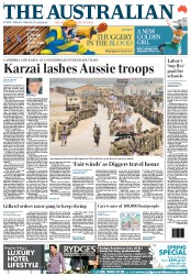 The Australian (Australia) Newspaper Front Page for 3 September 2012