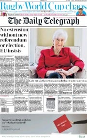 The Daily Telegraph (UK) Newspaper Front Page for 10 October 2019