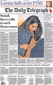 The Daily Telegraph (UK) Newspaper Front Page for 10 November 2023