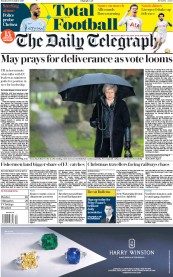 The Daily Telegraph (UK) Newspaper Front Page for 10 December 2018