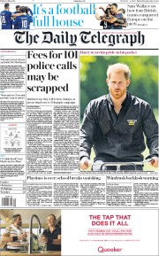 The Daily Telegraph (UK) Newspaper Front Page for 10 May 2019