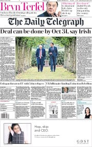 The Daily Telegraph (UK) Newspaper Front Page for 11 October 2019