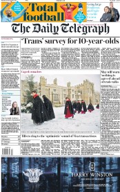 The Daily Telegraph (UK) Newspaper Front Page for 11 December 2017