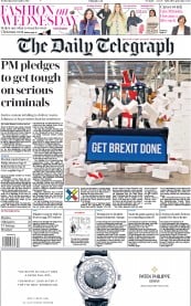 The Daily Telegraph (UK) Newspaper Front Page for 11 December 2019