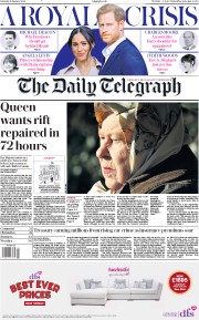 The Daily Telegraph (UK) Newspaper Front Page for 11 January 2020