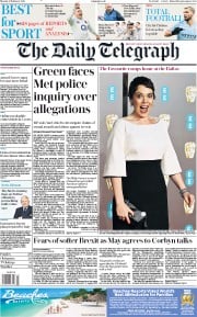 The Daily Telegraph (UK) Newspaper Front Page for 11 February 2019
