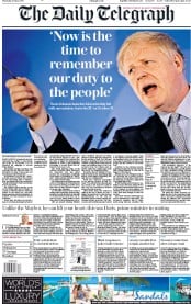 The Daily Telegraph (UK) Newspaper Front Page for 13 June 2019