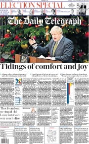 The Daily Telegraph (UK) Newspaper Front Page for 14 December 2019