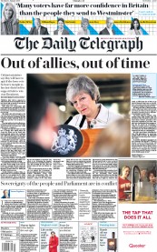 The Daily Telegraph (UK) Newspaper Front Page for 15 January 2019