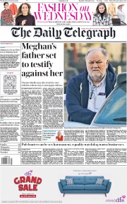 The Daily Telegraph (UK) Newspaper Front Page for 15 January 2020