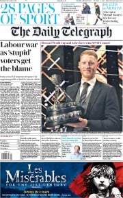 The Daily Telegraph (UK) Newspaper Front Page for 16 December 2019