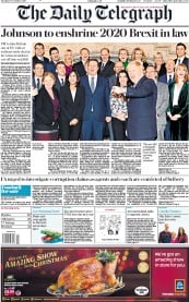 The Daily Telegraph (UK) Newspaper Front Page for 17 December 2019