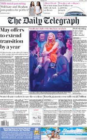 The Daily Telegraph (UK) Newspaper Front Page for 18 October 2018