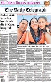 The Daily Telegraph (UK) Newspaper Front Page for 18 October 2023