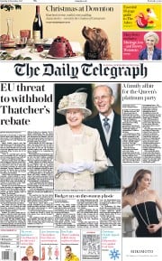 The Daily Telegraph (UK) Newspaper Front Page for 18 November 2017
