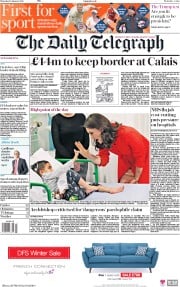 The Daily Telegraph (UK) Newspaper Front Page for 18 January 2018