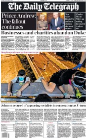 The Daily Telegraph (UK) Newspaper Front Page for 19 November 2019
