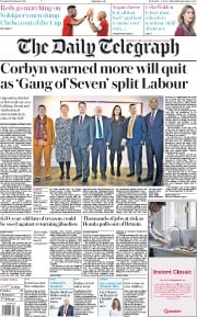 The Daily Telegraph (UK) Newspaper Front Page for 19 February 2019