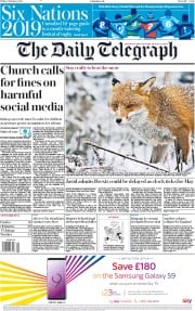 The Daily Telegraph (UK) Newspaper Front Page for 1 February 2019