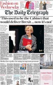 The Daily Telegraph (UK) Newspaper Front Page for 20 March 2019