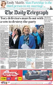 The Daily Telegraph (UK) Newspaper Front Page for 21 February 2019