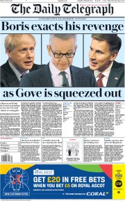 The Daily Telegraph (UK) Newspaper Front Page for 21 June 2019
