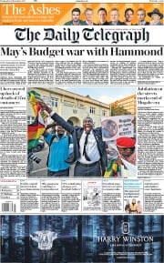 The Daily Telegraph (UK) Newspaper Front Page for 22 November 2017
