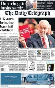 The Daily Telegraph (UK) Newspaper Front Page for 22 November 2019