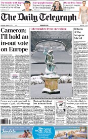 The Daily Telegraph Newspaper Front Page (UK) for 23 January 2013