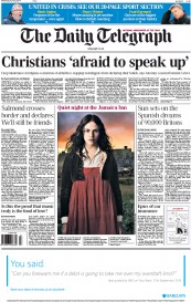 The Daily Telegraph Newspaper Front Page (UK) for 23 April 2014