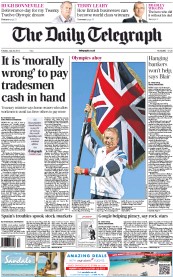 The Daily Telegraph Newspaper Front Page (UK) for 24 July 2012