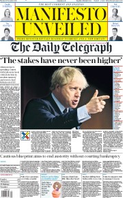 The Daily Telegraph (UK) Newspaper Front Page for 25 November 2019