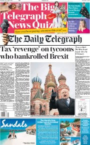 The Daily Telegraph (UK) Newspaper Front Page for 25 December 2017
