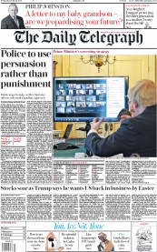 The Daily Telegraph (UK) Newspaper Front Page for 25 March 2020